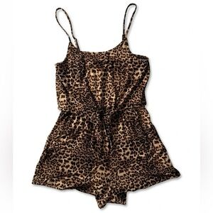 Ultra Flirt Leopard-Print Brown Romper